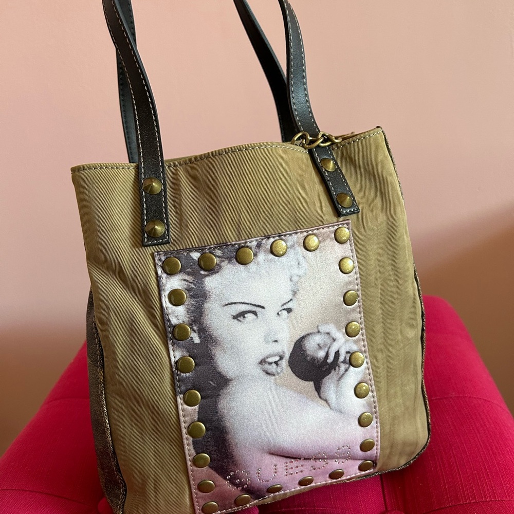 GUESS Army Green Marilyn Purse with Studs and matching wallet